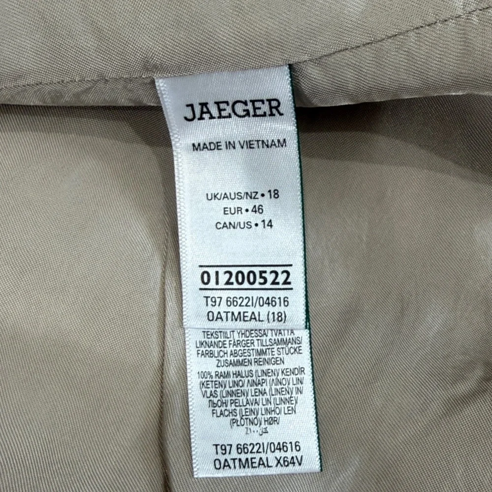 JAEGER Pure Linen ,Size 18,Women's ,Color Oatmeal,Blazer - Picture 16 of 17
